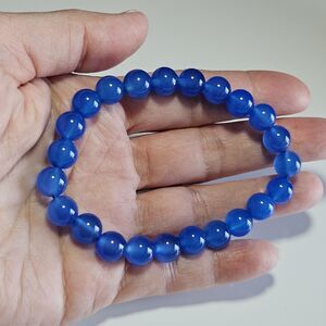 Bright Blue Beaded Stretch Bracelet 7.25"